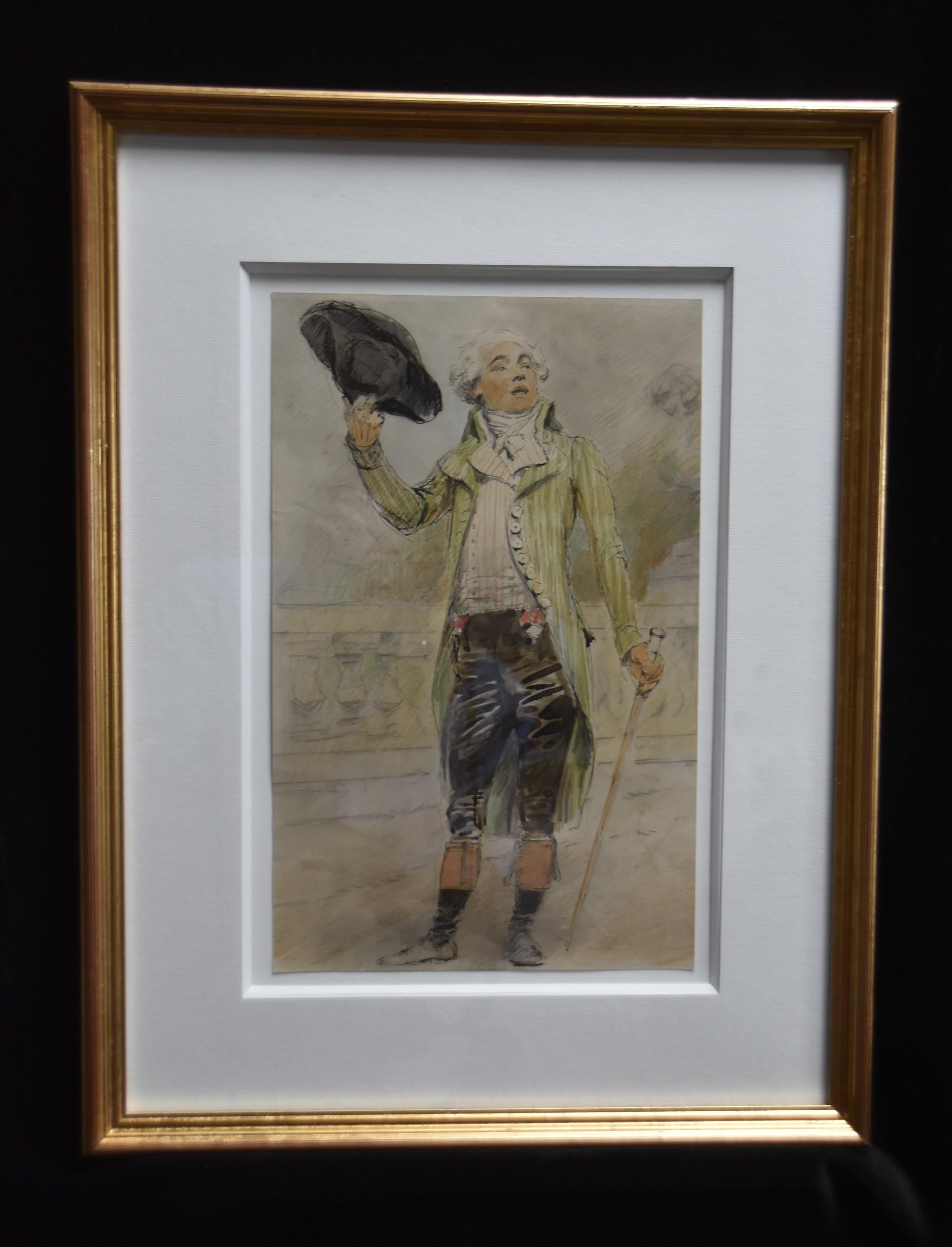 France 19th Century, A young man from the French Revolution era, watercolor - Art by Unknown
