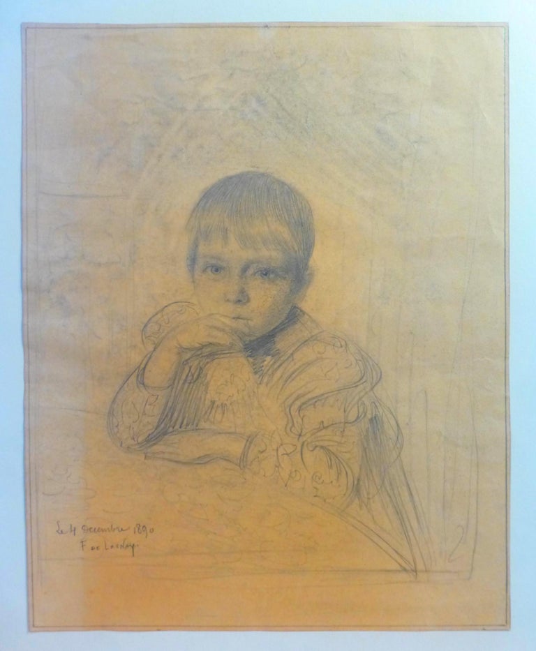 Fernand de Launay  (1855-1904) Portrait of a child, 1890, original drawing For Sale 2