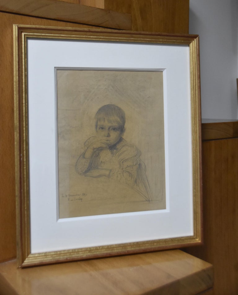Fernand de Launay  (1855-1904) Portrait of a child, 1890, original drawing For Sale 3