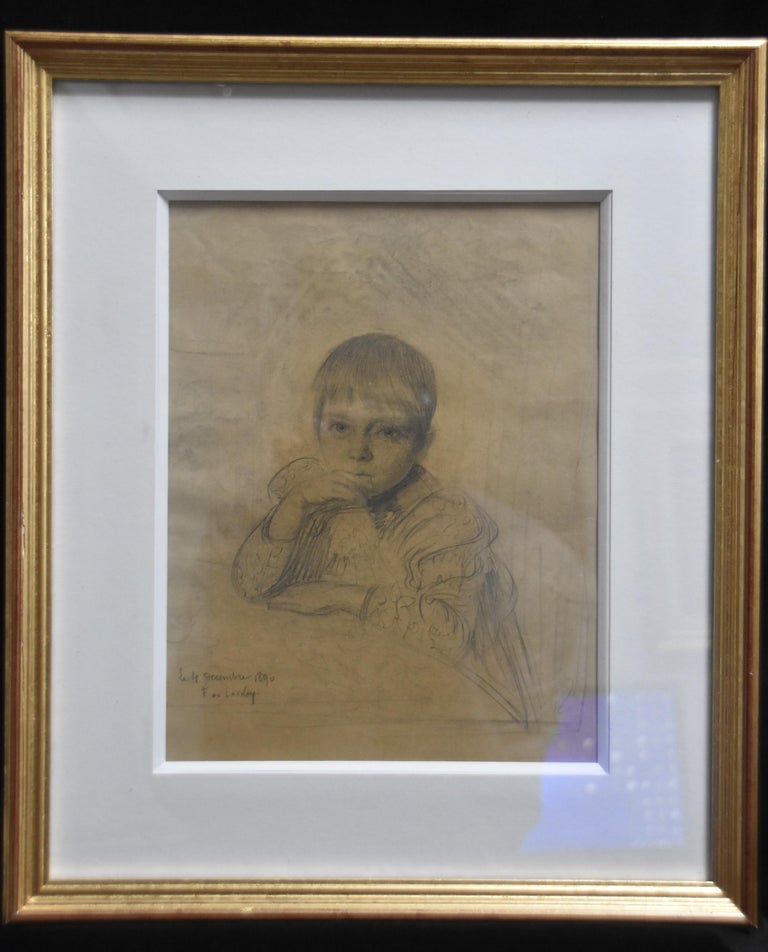 Fernand de Launay  (1855-1904) Portrait of a child, 1890, original drawing For Sale 1