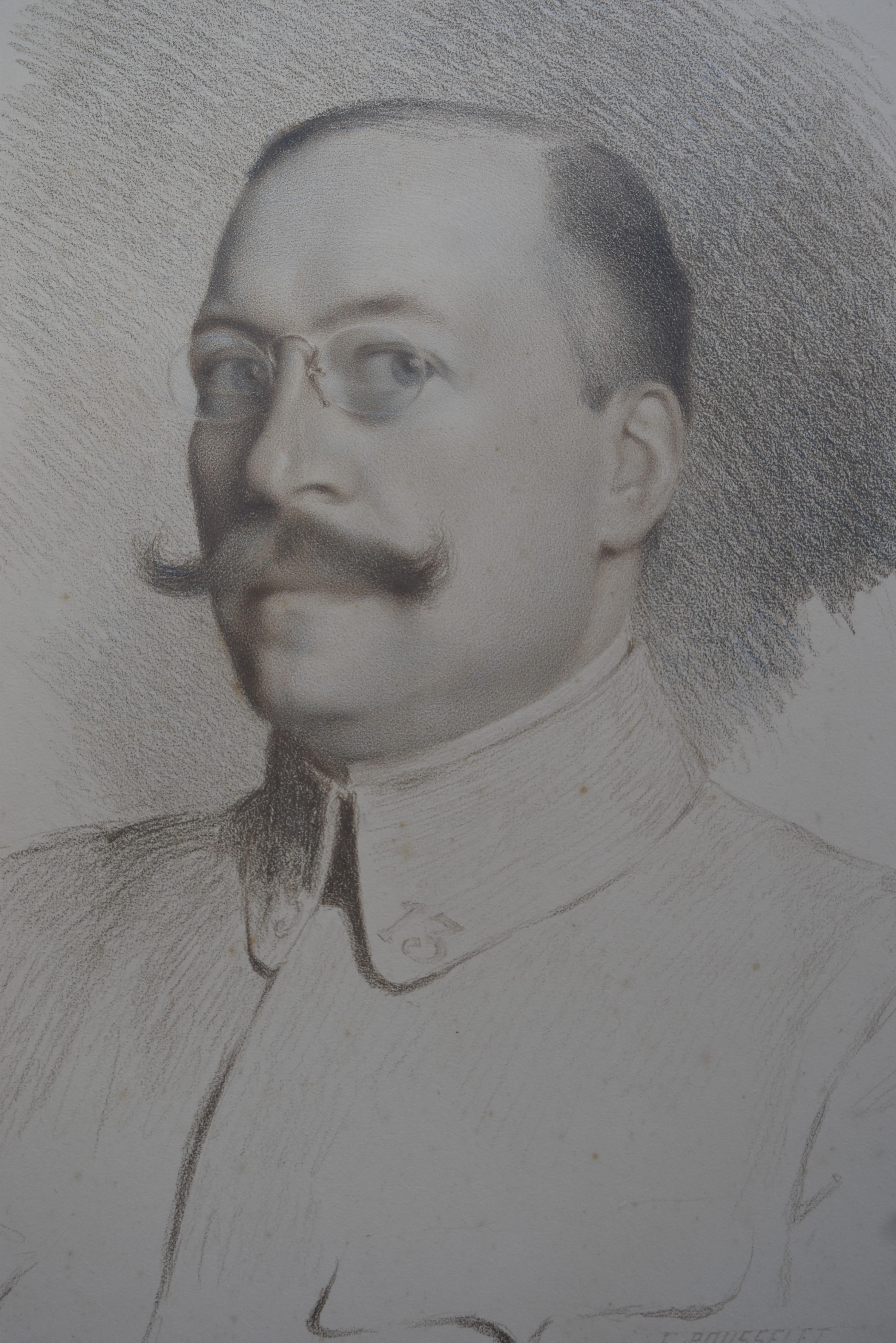 Portrait d'un officier, école française, 1915, crayon à cire sur papier