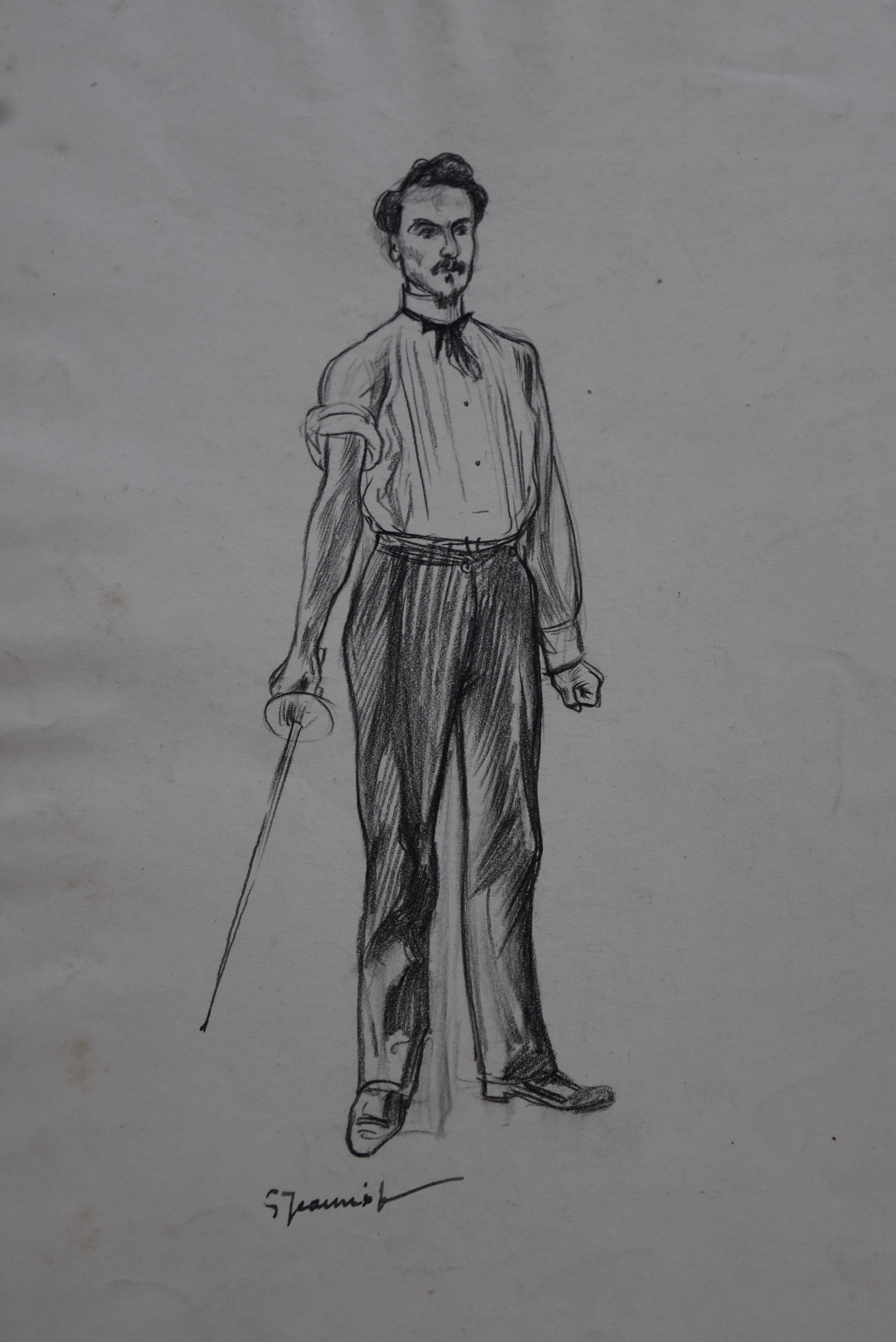 Pierre Georges Jeanniot Portrait - Pierre-Georges Jeanniot (1848–1934), Henri Rochefort for a duel, drawing