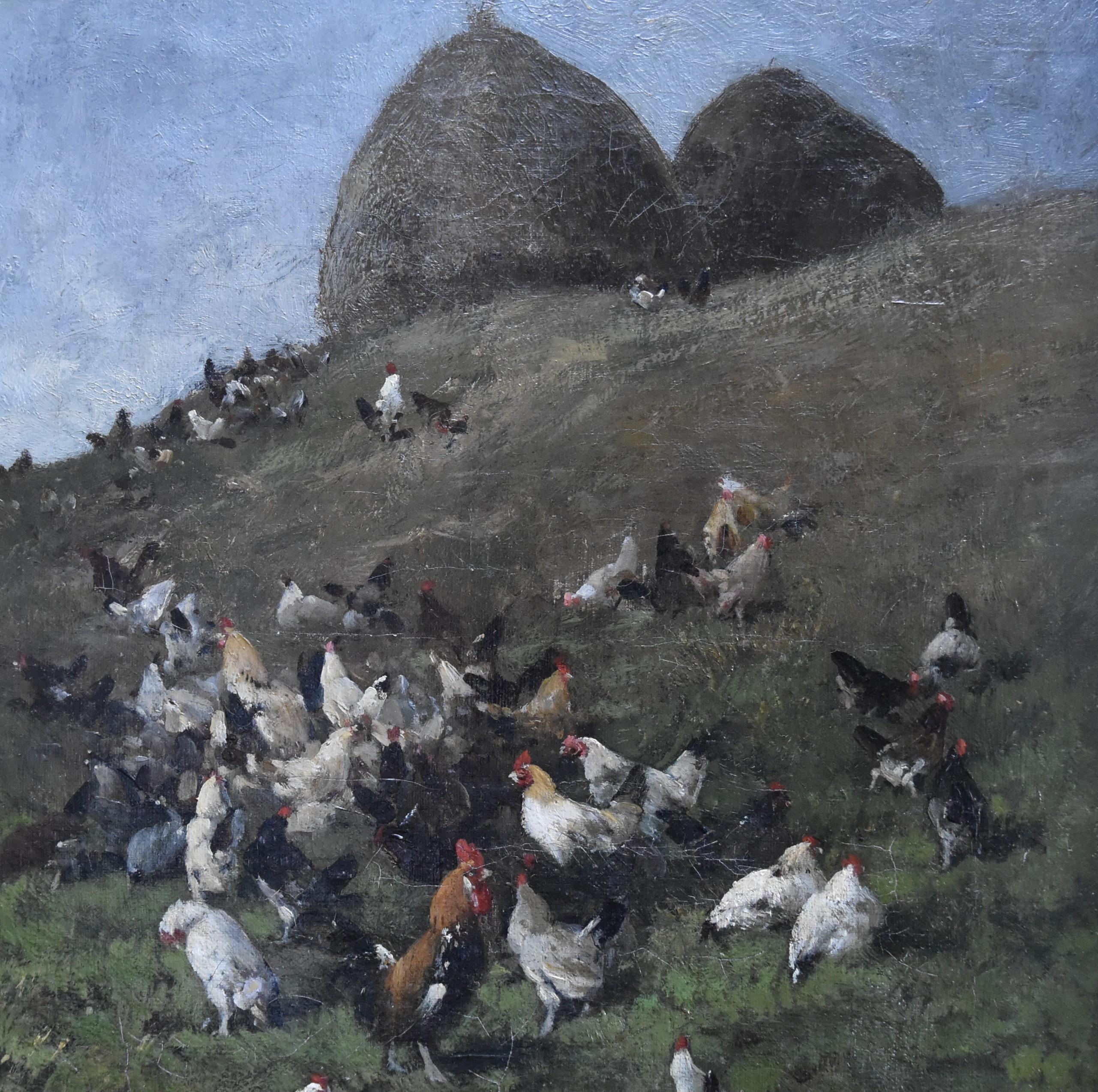 Alexandre Defaux (1826-1900) 
Hens and roosters in a field, 
oil on canvas
40 x 32.5
Signed lower right
In quite good condition: relined, cracks, recently cleaned and restored. (see photographs please)
In a modern frame : 52 x 44.5 cm

Alexandre