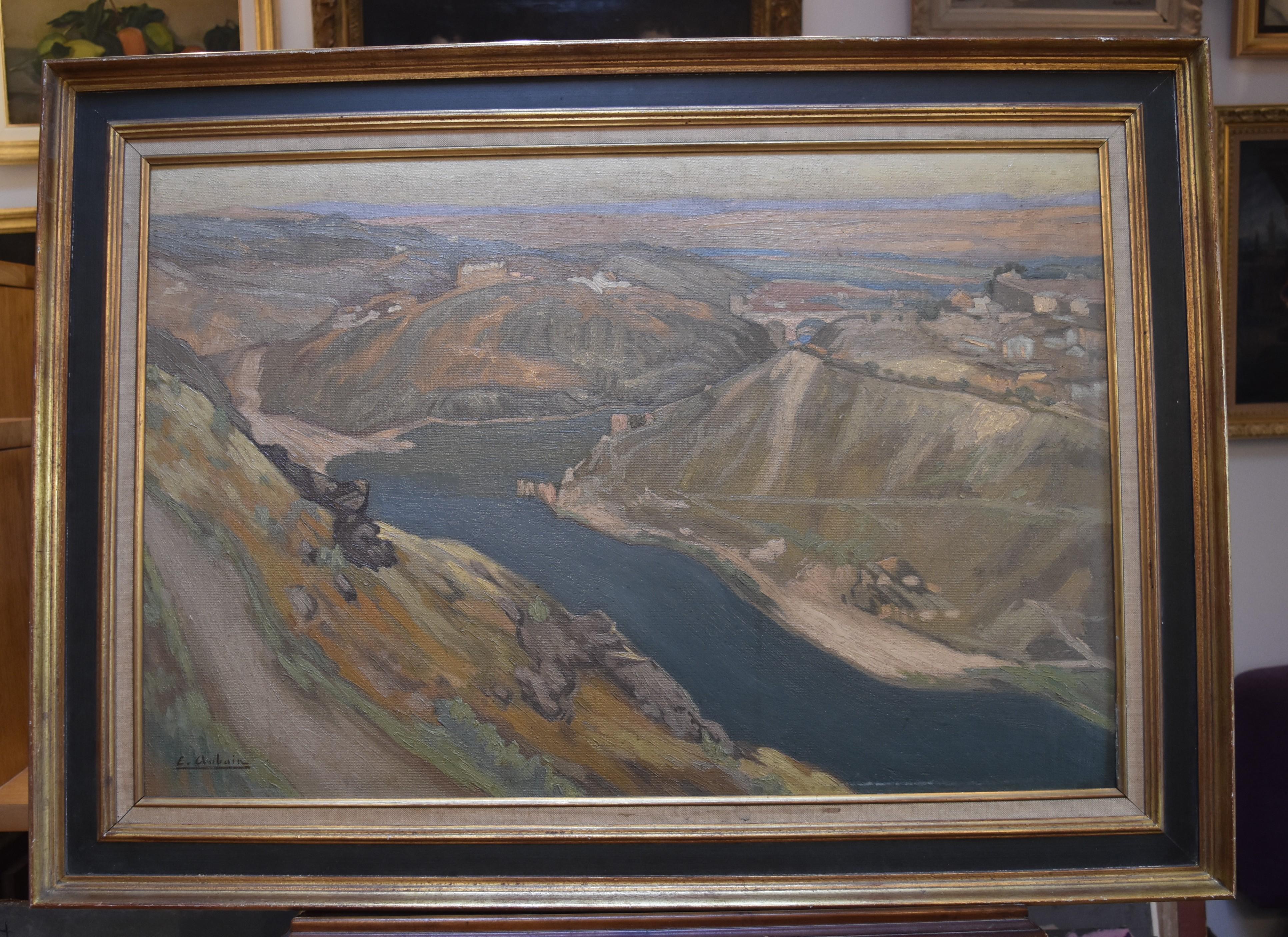 Emmanuel Aubain (1872-1965) Eine Landschaft, signiertes Ölgemälde – Painting von Emmanuel Aubain  