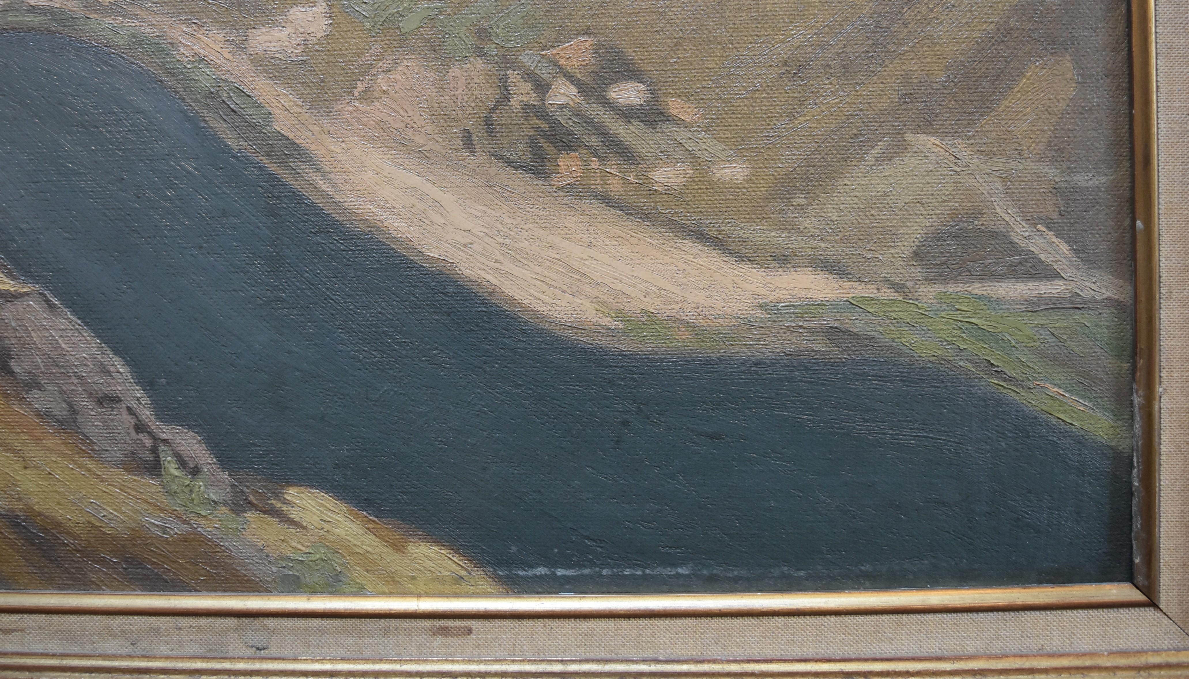 Emmanuel Aubain (1872-1965) Eine Landschaft, signiertes Ölgemälde (Grau), Landscape Painting, von Emmanuel Aubain  