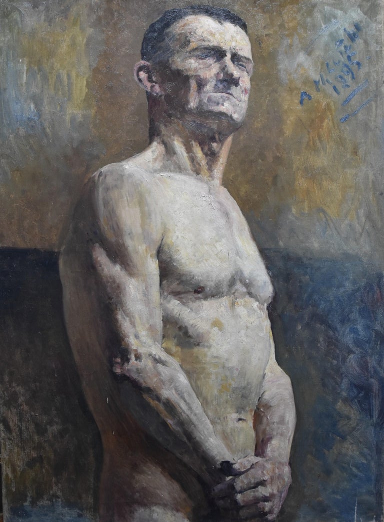 Alfred Marie Le Petit (1876-1953) Académie, a man half naked 1925, oil on canvas - Painting by Alfred Marie Le Petit 