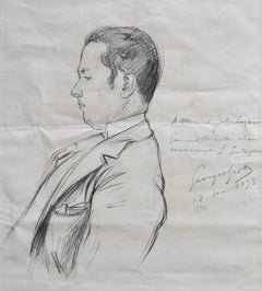 Antique Georges Scott (1873-1943) Portrait of Jules Lagorio 1893, signed drawing