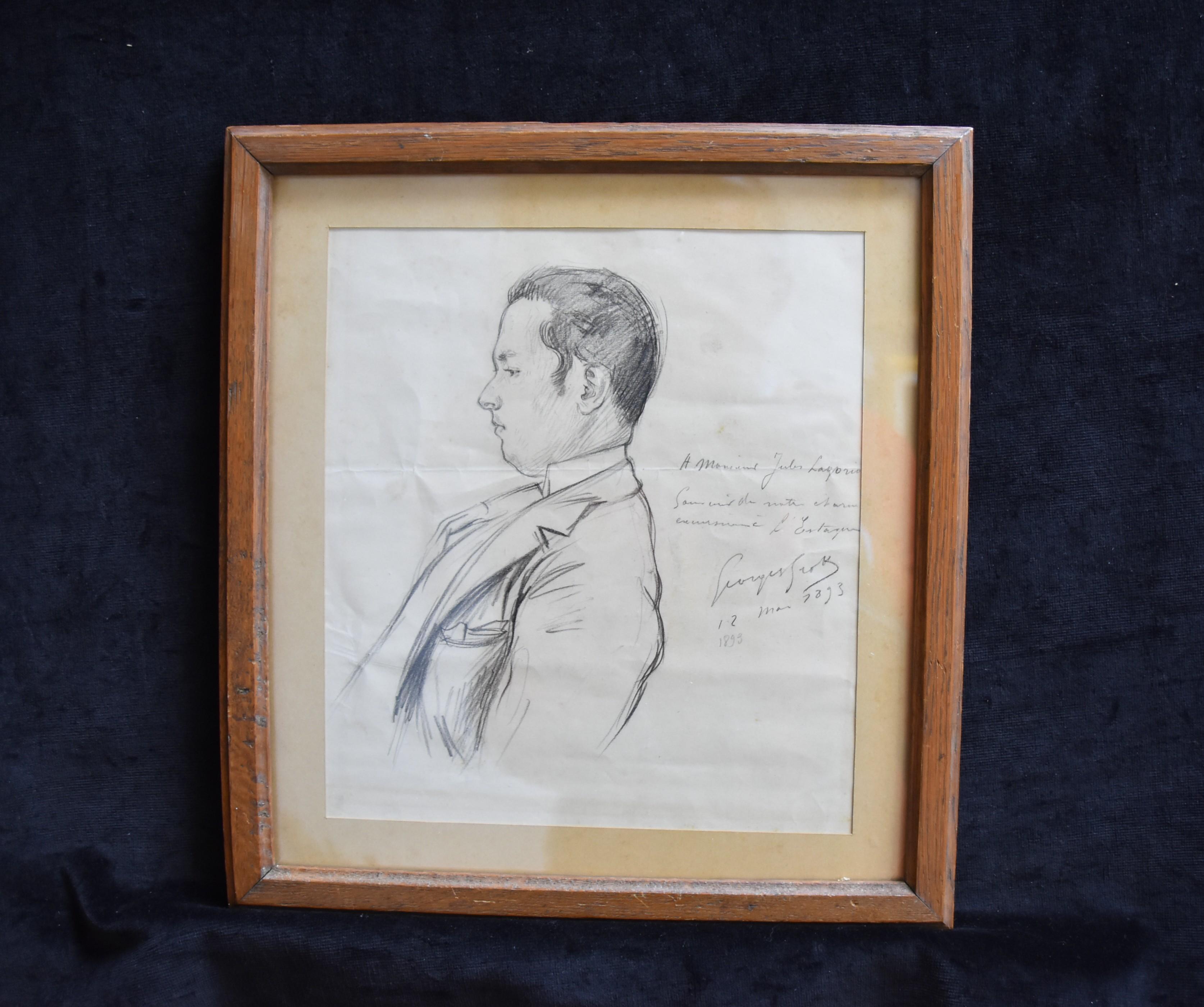 Georges Scott (1873-1943) Portrait of Jules Lagorio 1893, signed drawing For Sale 1