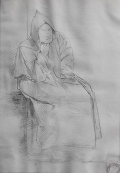 Jean-Pierre Laurens (1875-1932) A monk, study, original drawing
