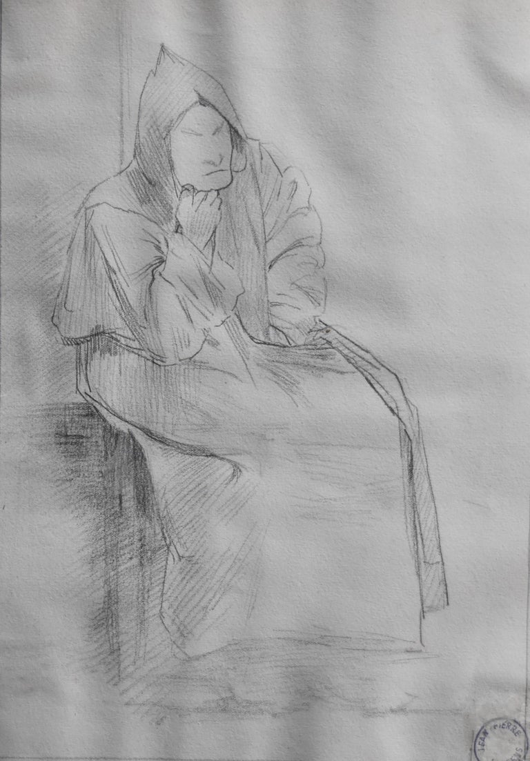 Jean-Pierre Laurens (1895-1932) A monk, study, original drawing For Sale 1