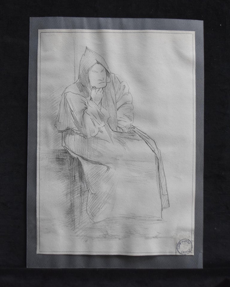 Jean-Pierre Laurens (1895-1932) A monk, study, original drawing For Sale 2