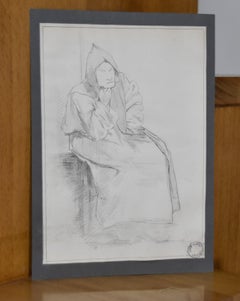 Jean-Pierre Laurens (1875-1932) A monk, Studie, Originalzeichnung