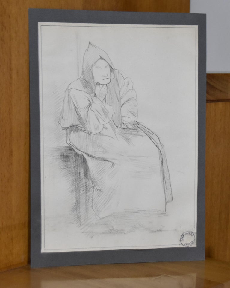 Jean-Pierre Laurens (1895-1932) 
Study of a sitting monk
Pencil on paper
27 x 19 cm
Stamp of the Jean-Pierre Laurens Estate on the lower right
In quite good condition : glued on the four corners, the sheet is undulating as visible on the