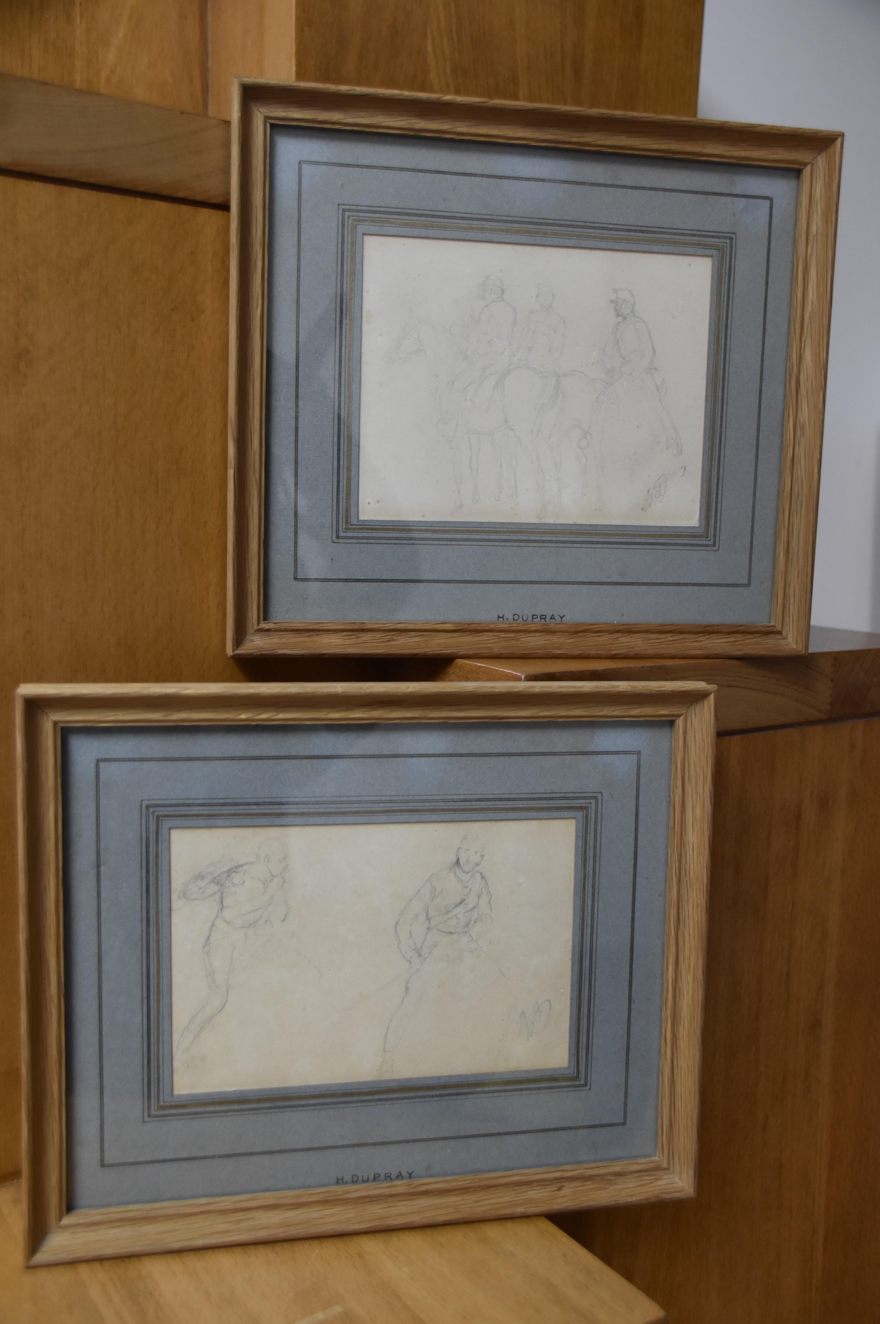 Henri-Louis Dupray (1841-1909) Studies of military horsemen, two signed drawings