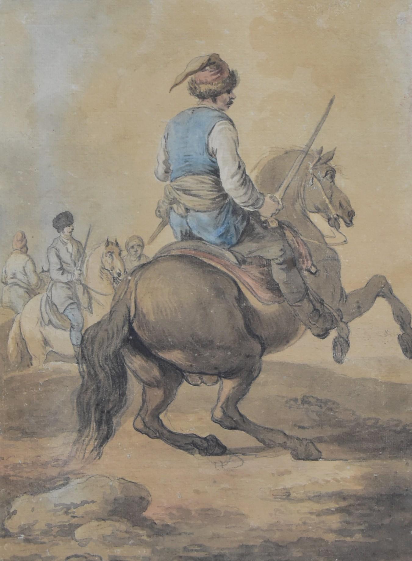 Attributed to Francesco Casanova (1727-1803), A Mamluk fighting , watercolor