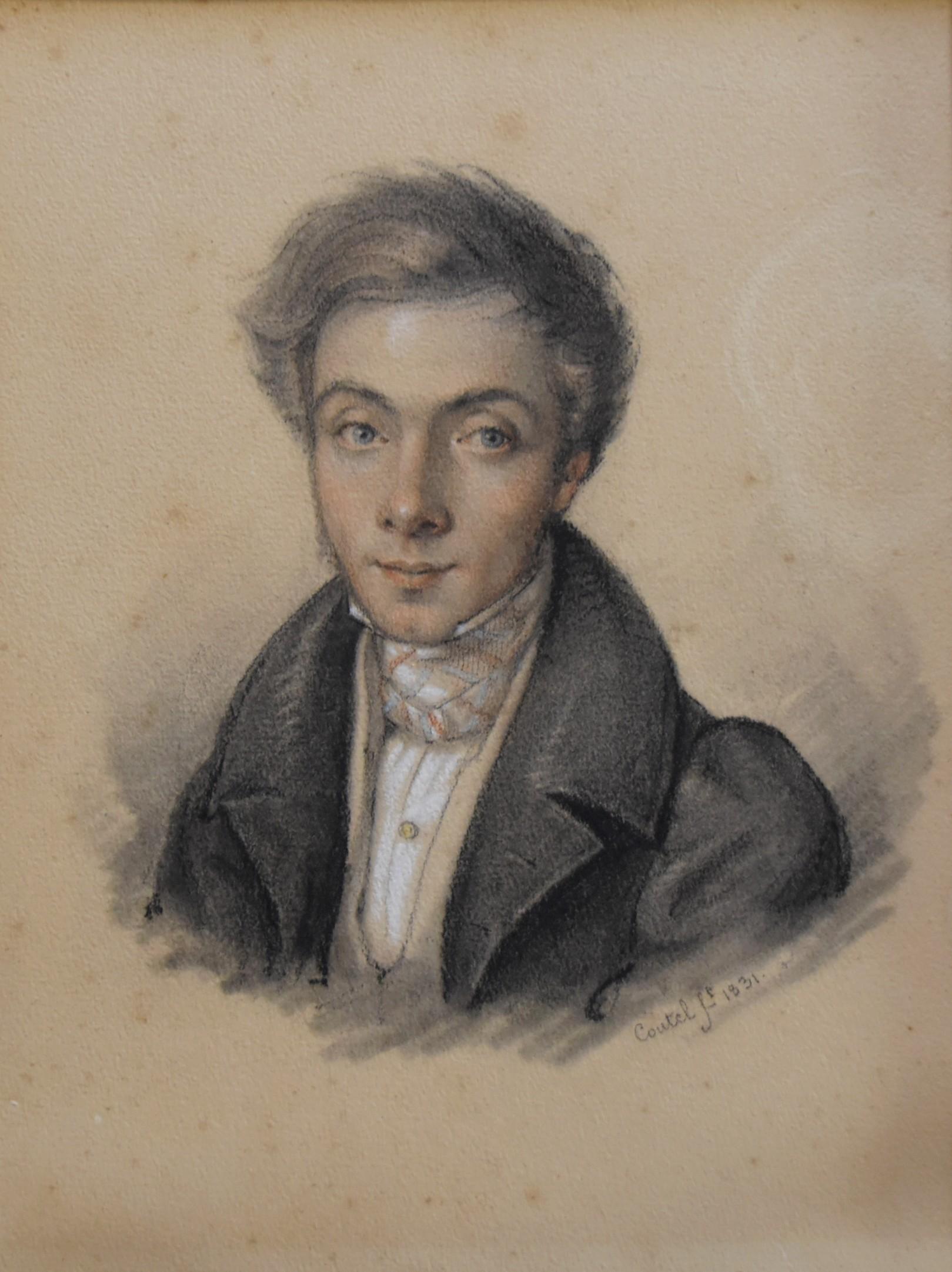 French Romantic school, Portrait of a young man, 1831, signed drawing - Art by Unknown