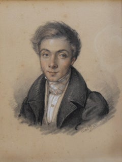 French Romantic school, Portrait of a young man, 1831, signed drawing