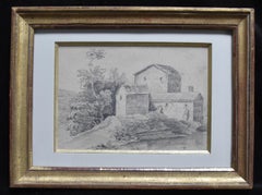 French school 19th Century, Landscape with a farm, drawing signed with monogram
