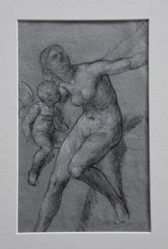 Attributed to Eugene Deully (1866-1933) A woman and a putto, study, drawing