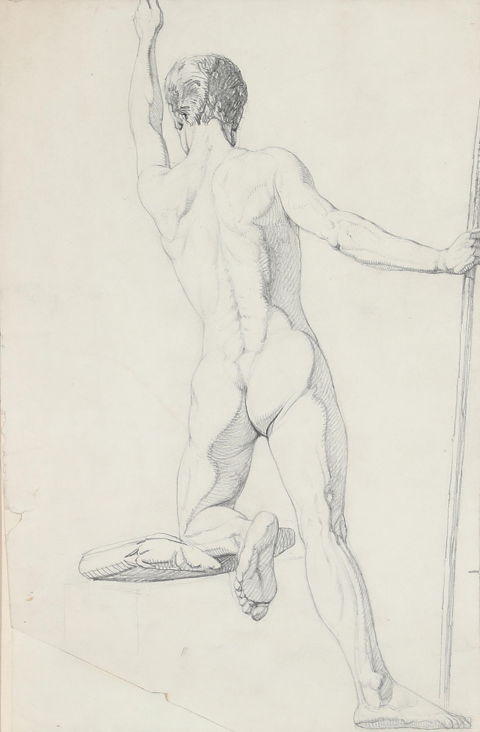 Unknown Figurative Art - Danish Golden Age, first half of the 19th century, A male academy nude, pencil