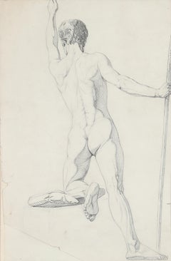Danish Golden Age, first half of the 19th century, A male academy nude, pencil