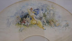 Jules Cheret (1836-1932) A Gallant scene with Pierrot, 1904 watercolor signed