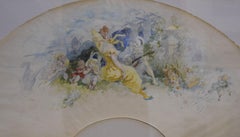 Jules Cheret (1836-1932) A Gallant scene with Pierrot, 1904 watercolor signed 