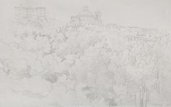 École romantique française, Vue d'Aarriccia, 1828, dessin