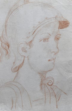 Italian School 18th century,  An Ancient soldier in profile, red chalk on paper