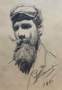 Paul Sarrut (1882-1969 Portrait of a Bearded Man, 1906, dessin signé et daté