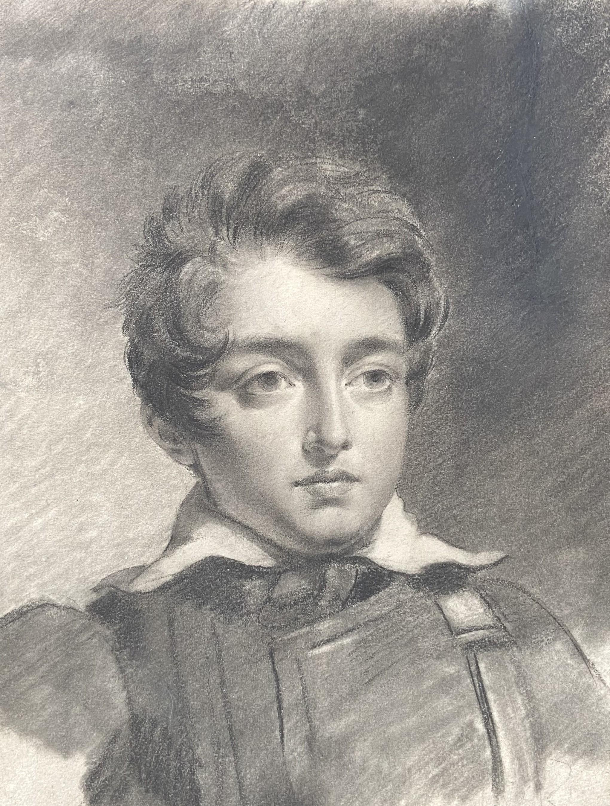 Unknown Portrait – Französische romantische Schule, Porträt eines jungen Mannes, Zeichnung