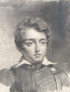 Antique French Romantic school, Portrait of a young man, drawing