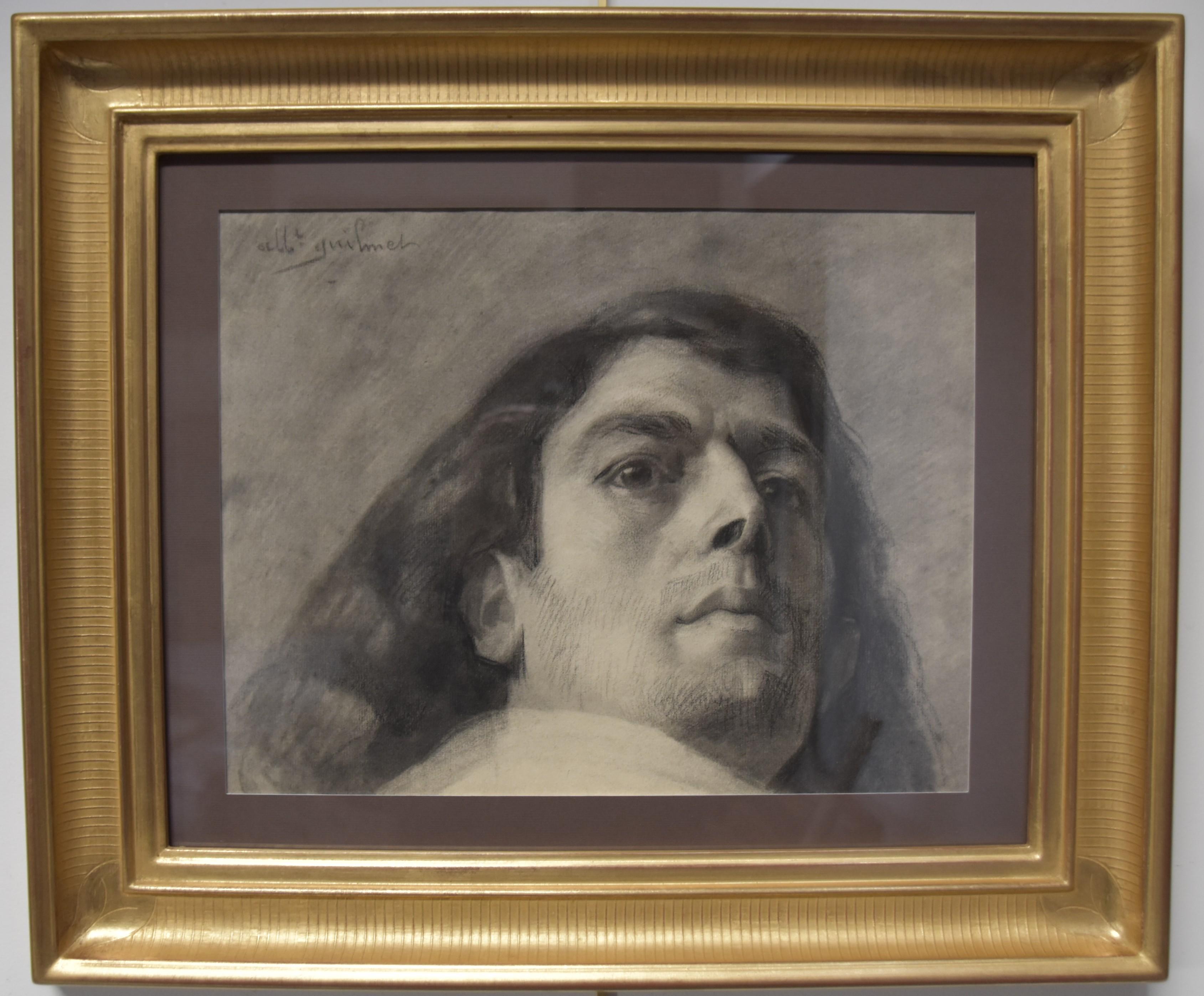 Albert Paul Guilmet (1879-1922) Portrait of a man, signed drawing For Sale 1