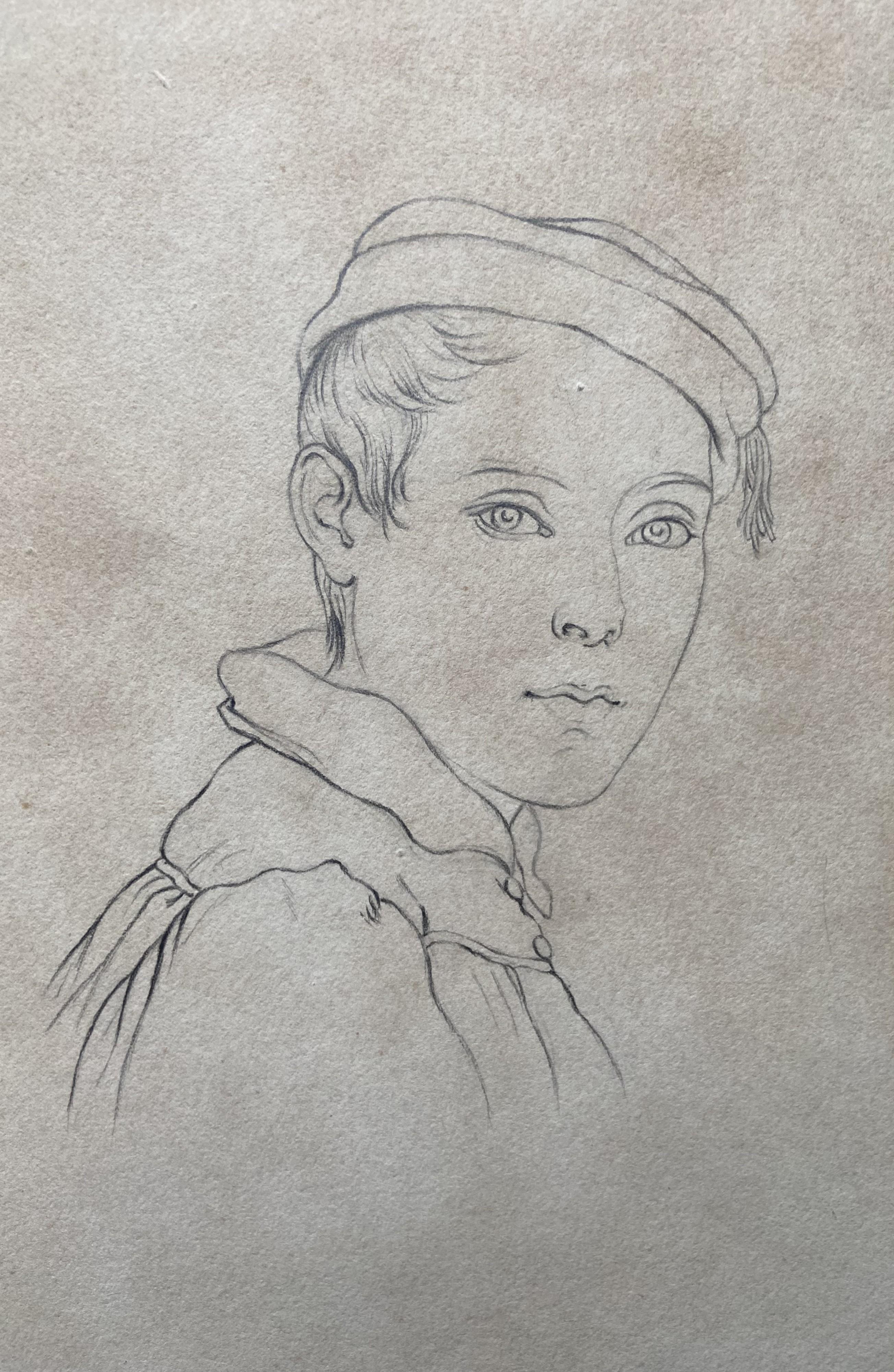 Unknown Figurative Art – Deutsche Schule des 19. Jahrhunderts, Porträt eines Jungen, Zeichnung