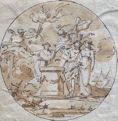 French school 18th Century,  A mytholological scene with a couple, drawing