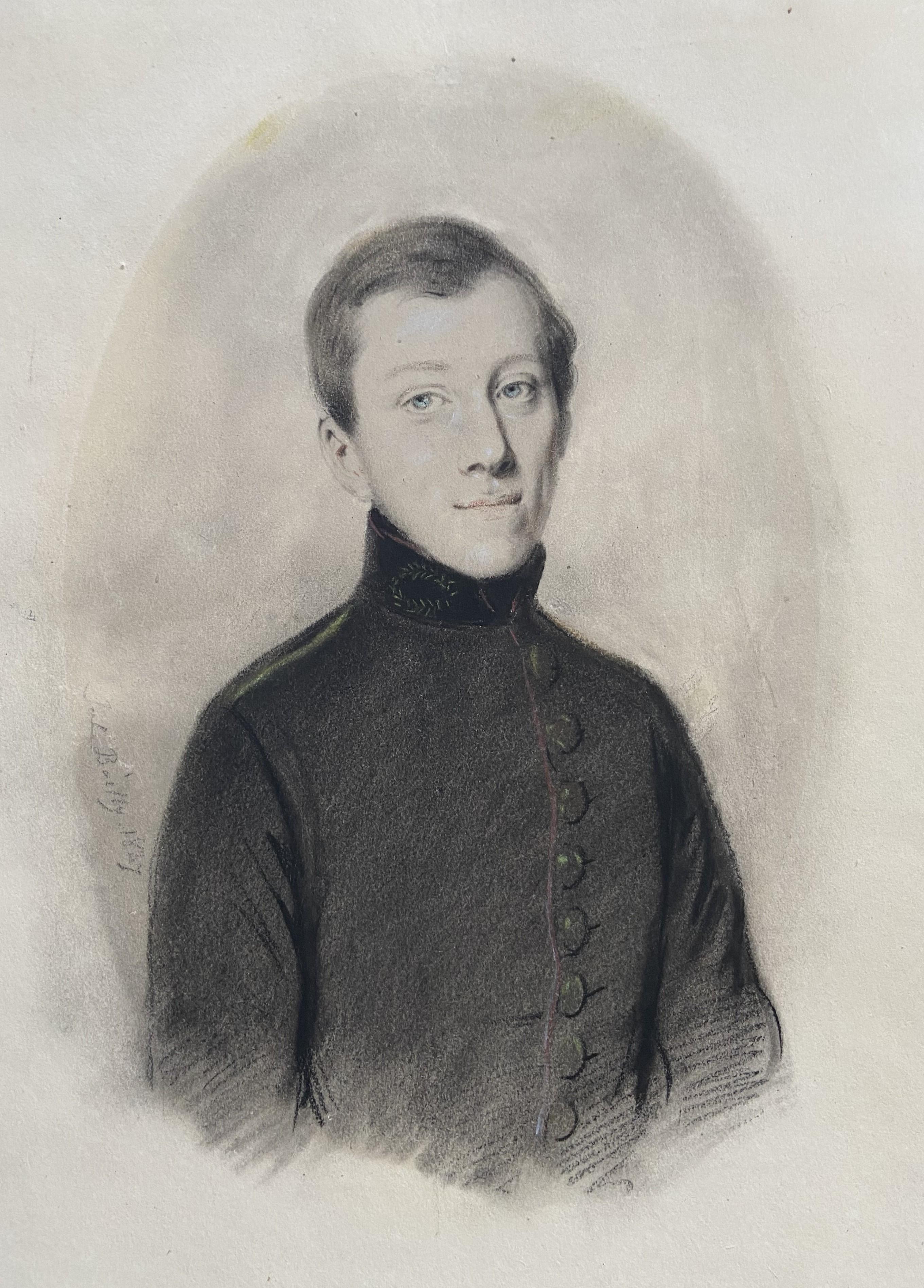Jules Boilly (1796-1874) Porträt eines jungen Mannes, Zeichnung signiert und datiert