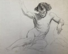 Französische Romantische Schule, Studie eines jungen Mannes, Zeichnung
