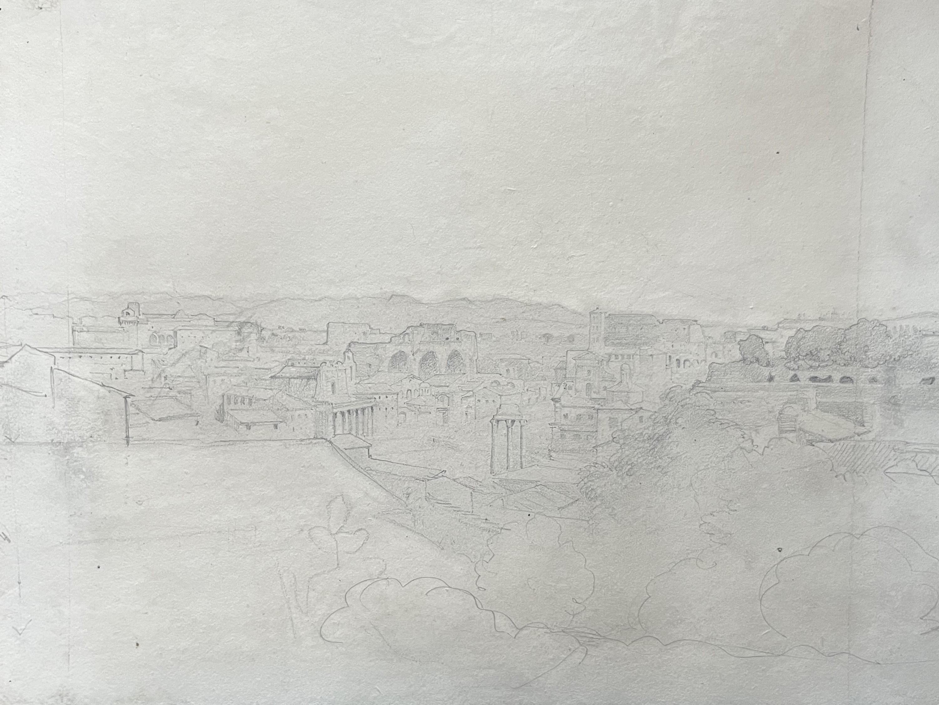 Jean-Achille Benouville (1815-1891) Roma, Veduta del Foro, disegno in vendita 1