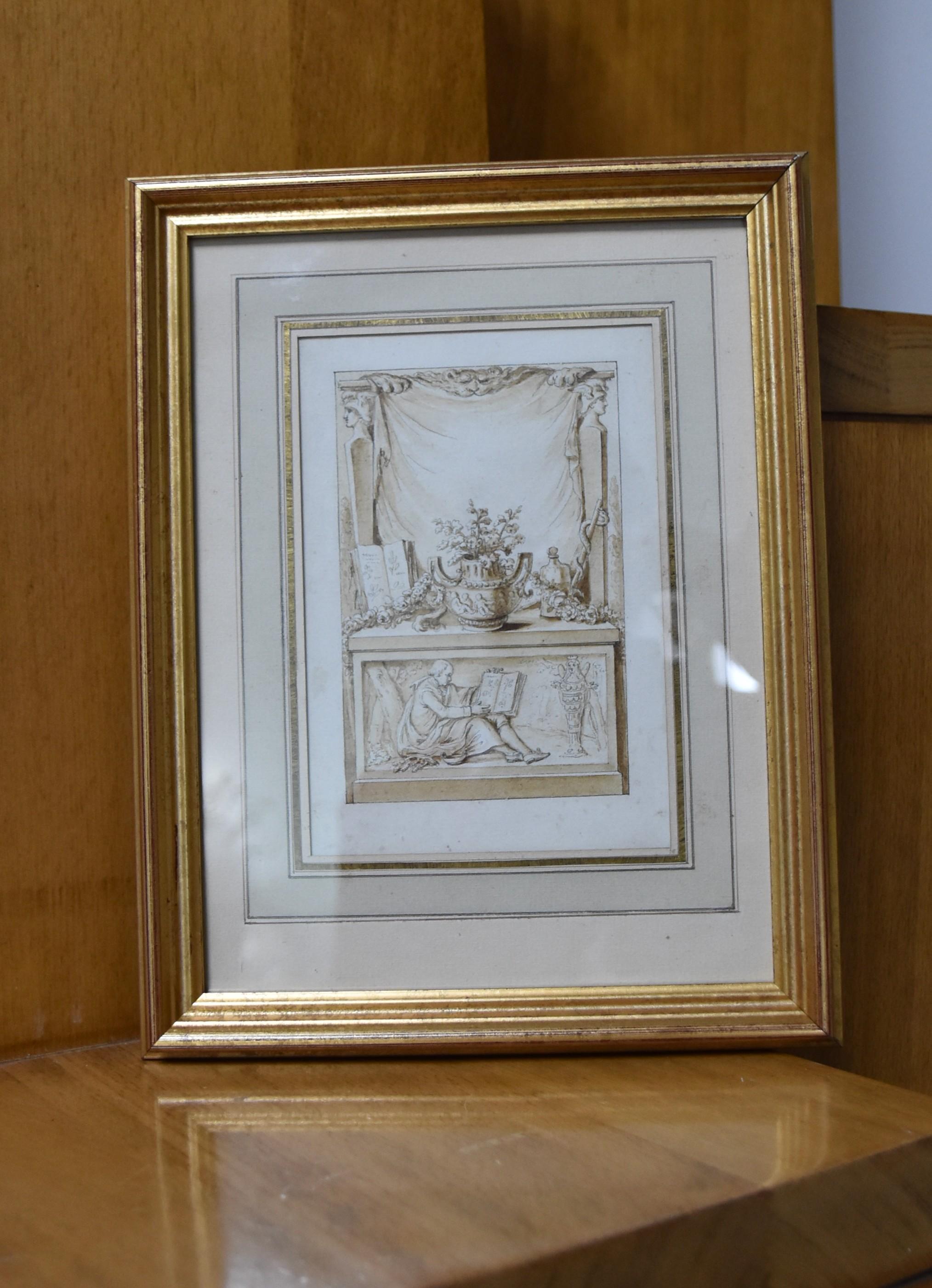 18th century French Neo Classical school, Study for frontispiece, drawing 5
