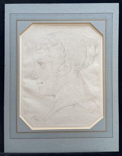Achille Devéria (1800-1857) A young woman seen in profile, original drawing