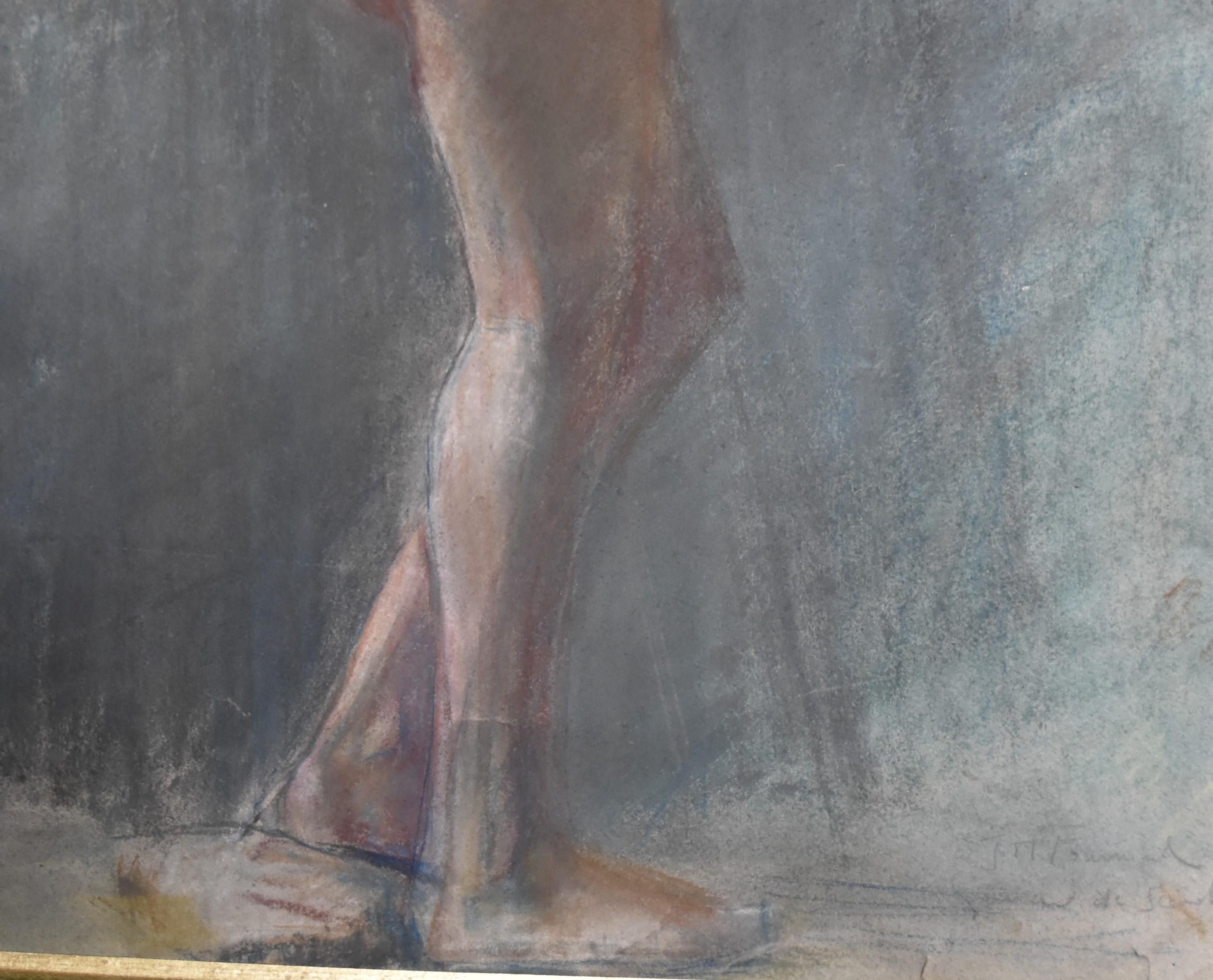 L V Guirand de Scevola (1871-1950) Eine junge nackte Frau, die steht , signiert Pastell im Angebot 1