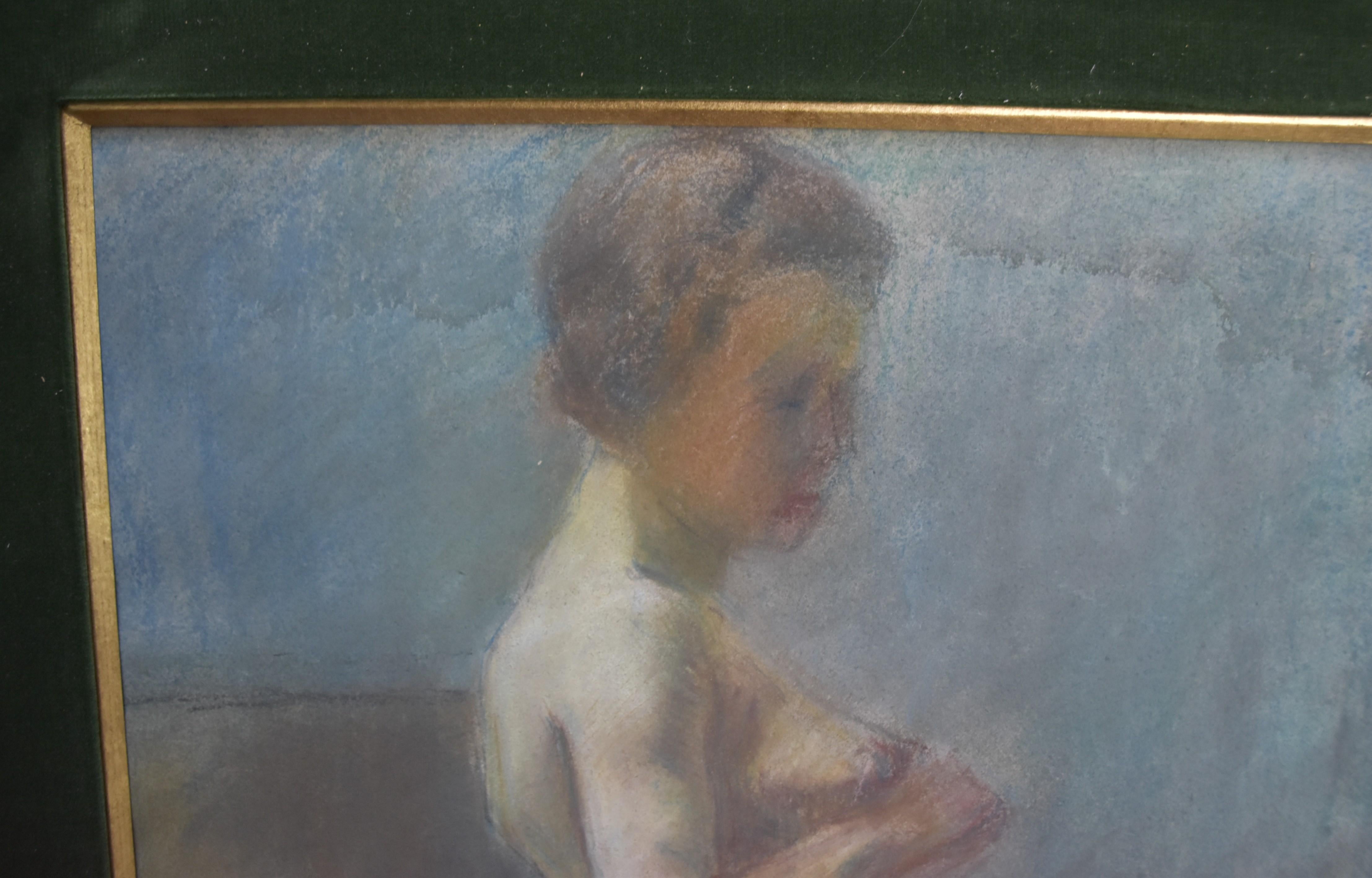 L V Guirand de Scevola (1871-1950) A young naked woman standing , Signed pastel For Sale 2