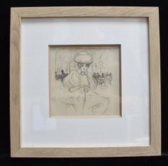 Lubin de Beauvais (1873-1917) An elegant woman at the café 1896, signed drawing