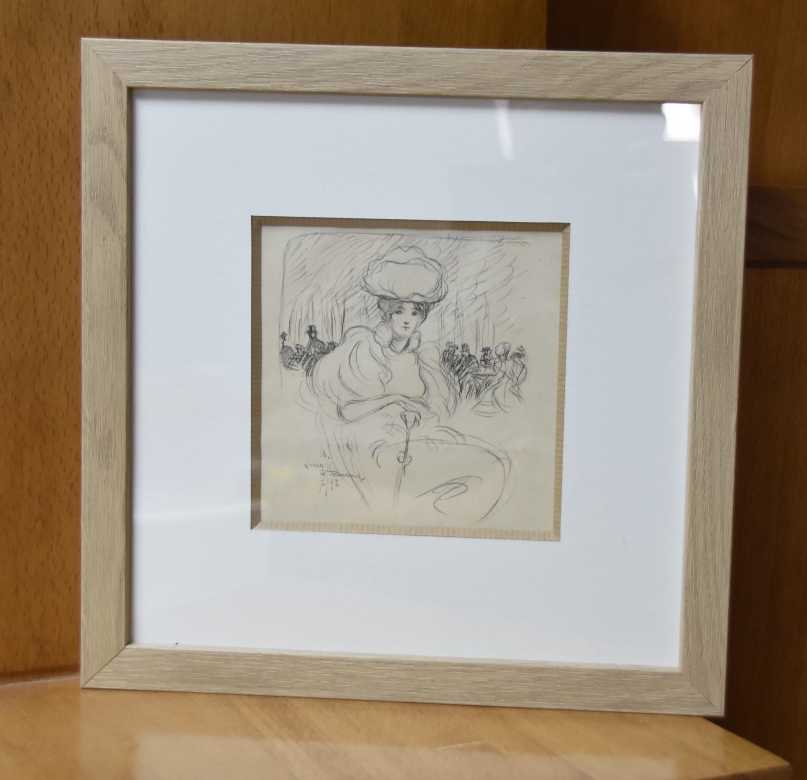 Lubin de Beauvais (1873-1917) Une femme élégante à la frénésie 1896, dessin signé 6