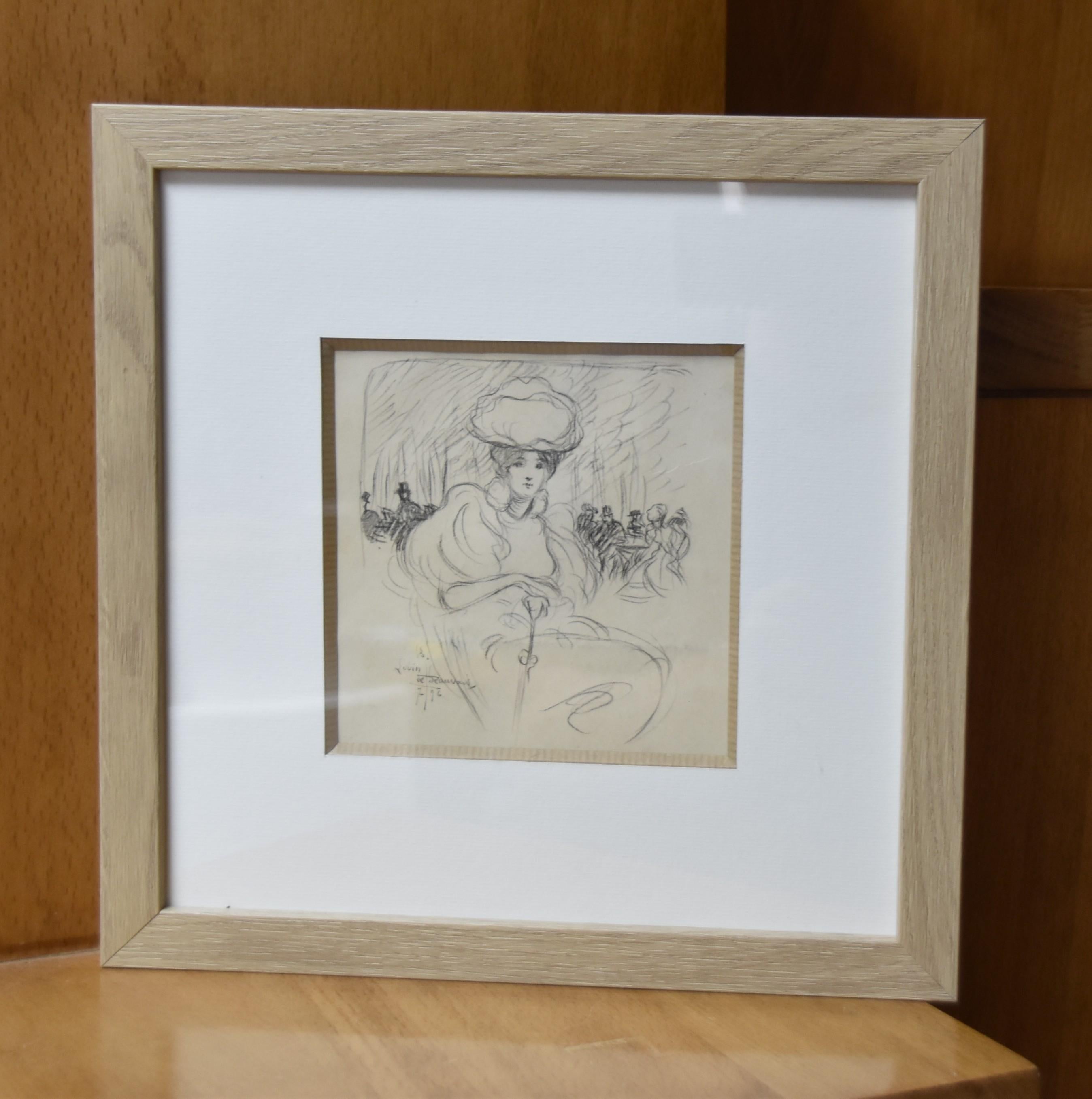 Lubin de Beauvais (1873-1917) Une femme élégante à la frénésie 1896, dessin signé 7