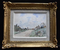 Paul Emile Lecomte (1877-1950)  A view of a village, signed watercolor  