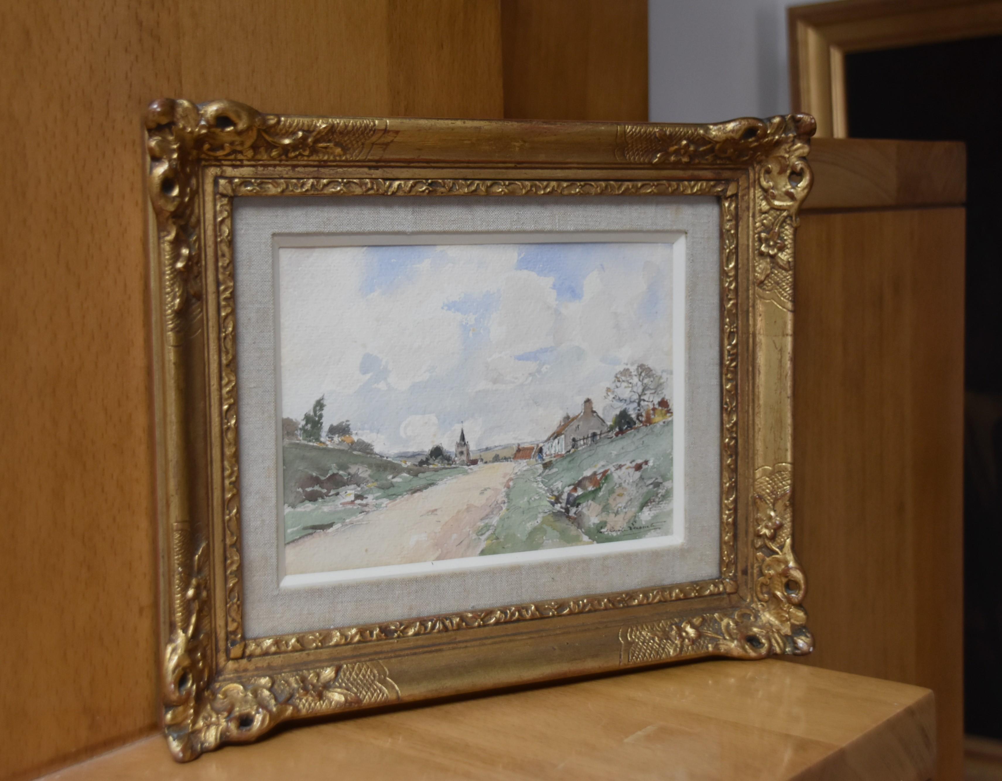 Paul Emile Lecomte (1877-1950)  A view of a village, signed watercolor   8