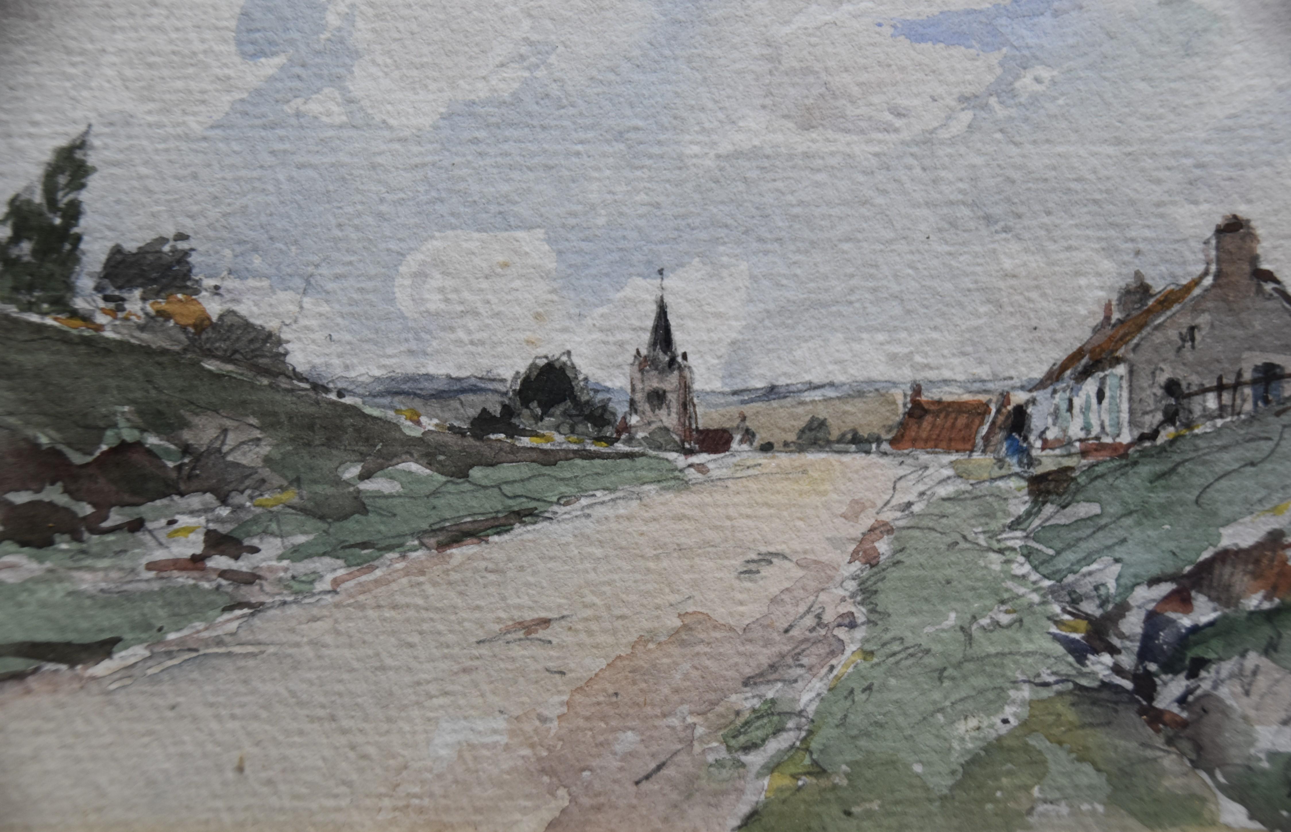 Paul Emile Lecomte (1877-1950)  A view of a village, signed watercolor   3