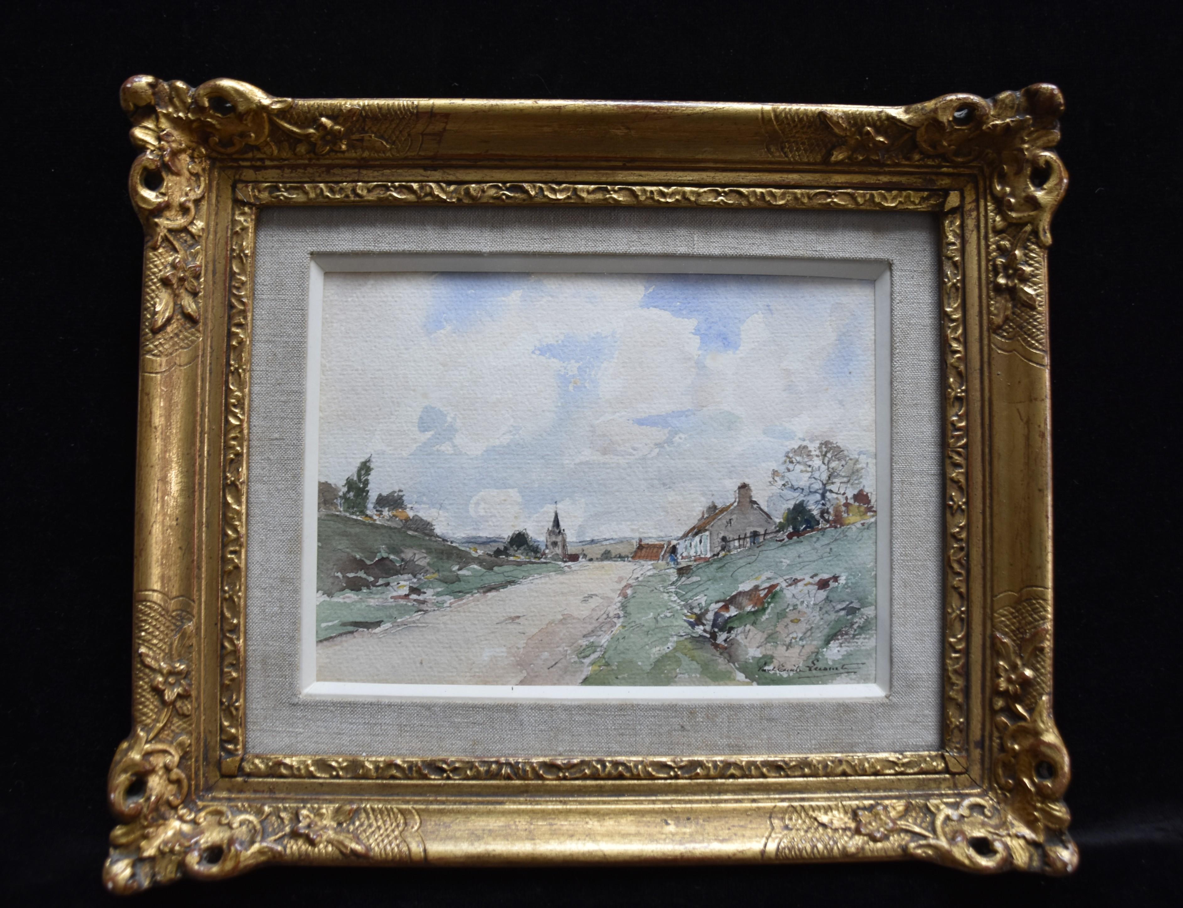 Paul Emile Lecomte (1877-1950)  A view of a village, signed watercolor   10