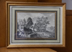 Louis Lesueur (1746-1803) Landscape with ruins, 1789, drawing signed and dated